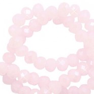 Faceted glass beads 3x2mm disc Blush pink-pearl shine coating